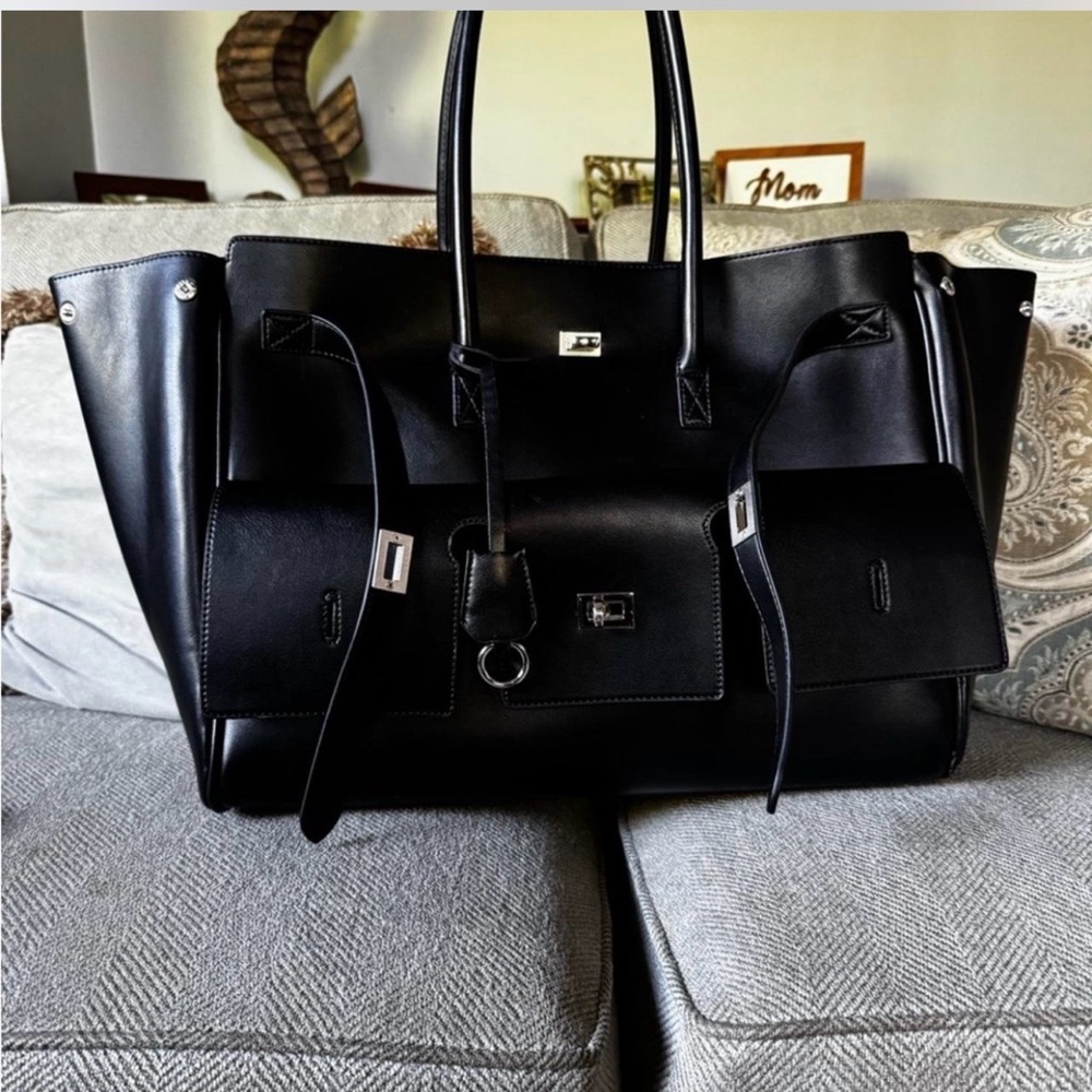 Black “Bel- Air” Leather Tote Bag